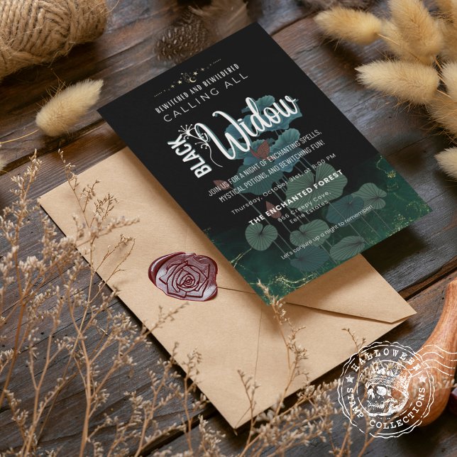 Black Widow Bewitched and Bewildered Lotus Leaf Invitation (Black Widow Bewitched and Bewildered Lotus Leaf Invitation cover from The Beekeeper Store)