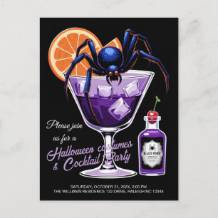 Black Widow Halloween Cocktail Holiday Postcard