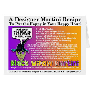 Black Widow Halloween Martini Recipe Card