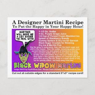 Black Widow Halloween Martini Recipe Postcard