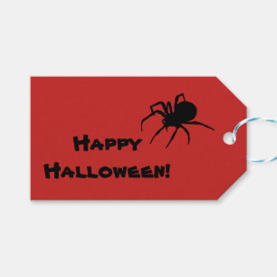Black Widow on Red Halloween Gift Tag