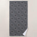 Black Widow Spider And Spiderweb Drawing Art Beach Towel<br><div class="desc">Beach Style Large Towel printed with Black Widow Spider And Spiderweb Drawing Art original hand drawn graphic design artwork illustration by TheFabricSeal print on demand shop at Zazzle.com #ZazzleMade ©️Original. https://www.zazzle.com/store/thefabricseal Celebrate Halloween and Goth any time of the year with our cool looking black coloured with red marking widow species...</div>