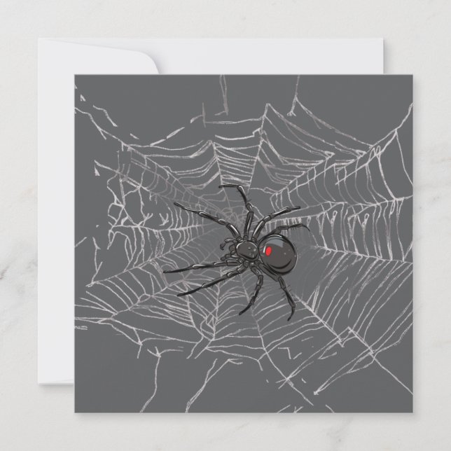 Black Widow Spider And Spiderweb Drawing Art Card (Front)
