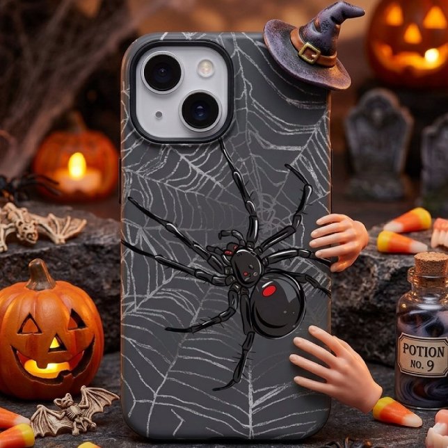 Black Widow Spider And Spiderweb Drawing Art Case-Mate iPhone Case (Creator Uploaded)