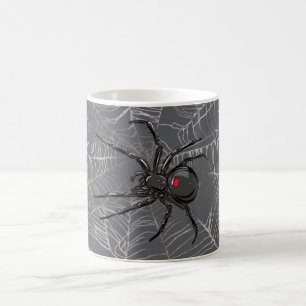 Black Widow Spider And Spiderweb Drawing Art Coffee Mug