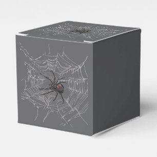 Black Widow Spider And Spiderweb Drawing Art Favour Box