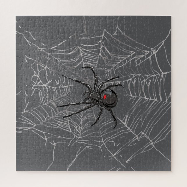 Black Widow Spider And Spiderweb Drawing Art Jigsaw Puzzle (Vertical)