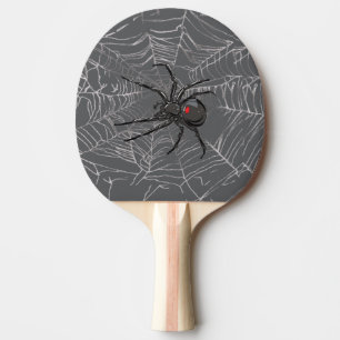 Black Widow Spider And Spiderweb Drawing Art Ping Pong Paddle