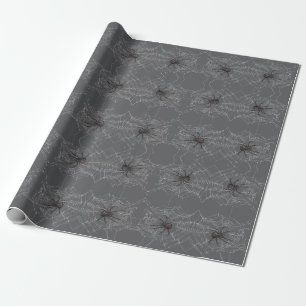 Black Widow Spider And Spiderweb Drawing Art Wrapping Paper