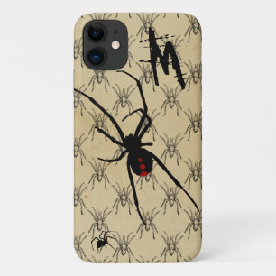 Black Widow Spider Gothic Halloween Monogram Case-Mate iPhone Case