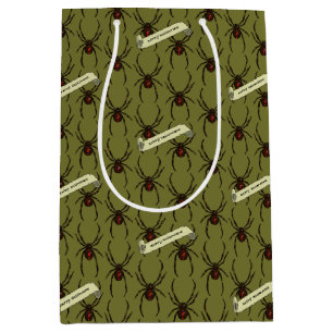 Black Widow Spider Halloween Pixel Art Pattern Medium Gift Bag