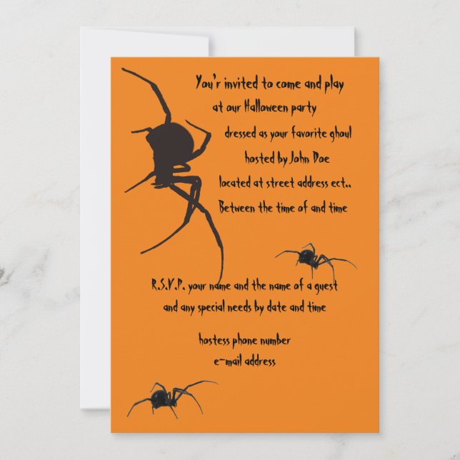 black widow spider invitation (Front)