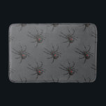 Black Widow Spider Original Drawing Art  Bath Mat<br><div class="desc">Bath Mat decorative bathroom amenity and home furnishing decor accessory printed with Black Widow Spider Original Drawing Art hand drawn graphic design artwork illustration by TheFabricSeal print on demand shop at Zazzle.com #ZazzleMade ©️Original. https://www.zazzle.com/store/thefabricseal Celebrate Halloween and Goth any time of the year with our cool looking black coloured with...</div>