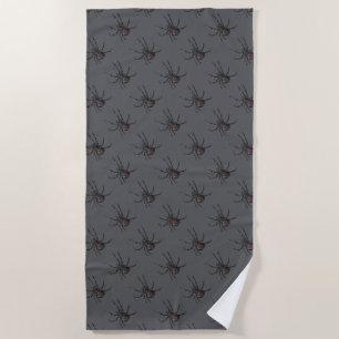 Black Widow Spider Original Drawing Art  Beach Towel