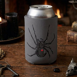 Black Widow Spider Original Drawing Art Can Cooler