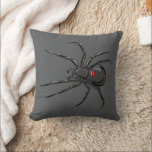 Black Widow Spider Original Drawing Art  Cushion<br><div class="desc">Square Throw Pillow decorative stylish home furnishing decor accessory printed with Black Widow Spider Original Drawing Art hand drawn graphic design artwork illustration by TheFabricSeal print on demand shop at Zazzle.com #ZazzleMade ©️Original. https://www.zazzle.com/store/thefabricseal Celebrate Halloween and Goth any time of the year with our cool looking black coloured with red...</div>