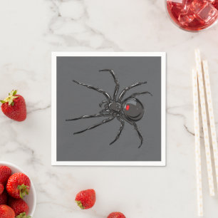 Black Widow Spider Original Drawing Art Napkin