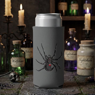 Black Widow Spider Original Drawing Art Seltzer Can Cooler