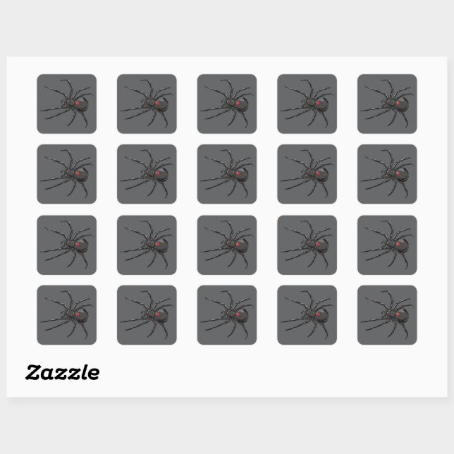 Black Widow Spider Original Drawing Art  Square Sticker (Sheet)