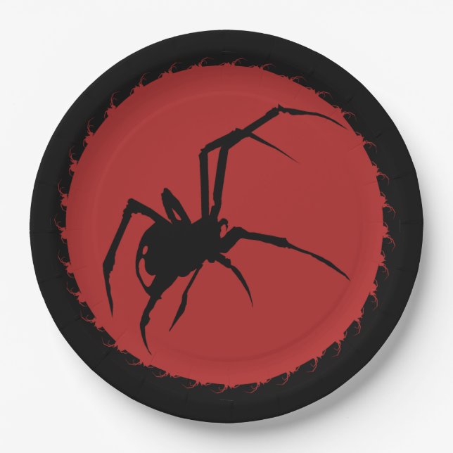 Black Widow Spider Paper Plate (Front)