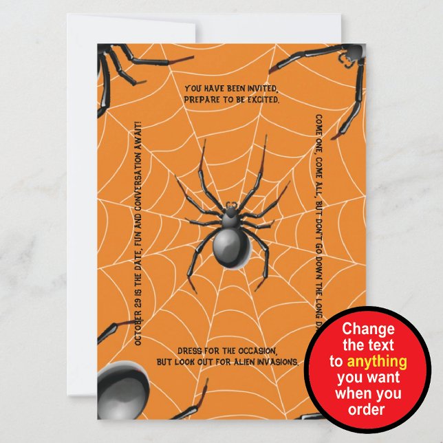Black Widow Spider Rhyming Halloween party Invitation (Creator Uploaded)