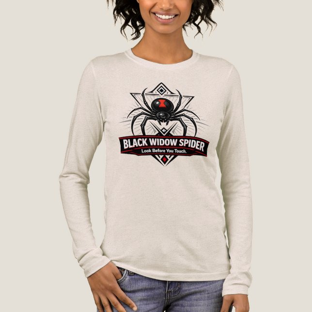Black Widow Spider Warning Emblem Tri-Blend Shirt (Front)