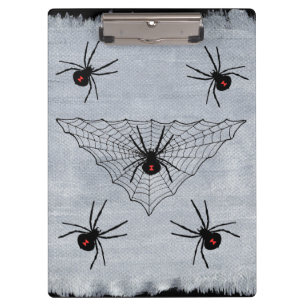 Black Widow Spider Web Halloween Gothic Clipboard