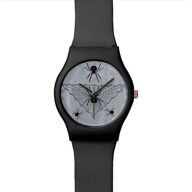 Black Widow Spider Web Halloween Gothic Watch (Close Up)