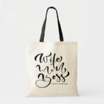 Black Wife Mum Boss Calligraphy Birthday Tote Bag<br><div class="desc">Happy Mother's Day! Customisable tote bag featuring "Wife Mum Boss" in modern calligraphy. This calligraphy Mother's Day tote bag is also perfect as a birthday card.</div>