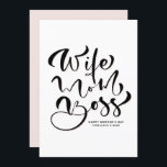 Black Wife Mum Boss Calligraphy Mother's Day Holiday Card<br><div class="desc">Happy Mother's Day! Share your message to the best mum ever with this customisable Mother's Day card. It features "Wife Mum Boss" in modern calligraphy. This calligraphy Mother's Day card is also perfect as a birthday card.</div>
