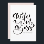 Black Wife Mum Boss Calligraphy Mother's Day Holiday Card<br><div class="desc">Happy Mother's Day! Share your message to the best mum ever with this customisable Mother's Day card. It features "Wife Mum Boss" in modern calligraphy. This calligraphy Mother's Day card is also perfect as a birthday card.</div>