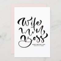 Black Wife Mum Boss Calligraphy Mother's Day