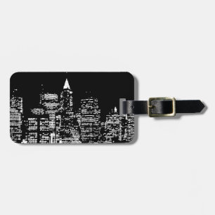 Black & Wihte New York City Night Luggage Tag