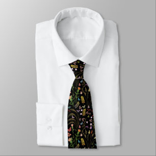 Black wild flowers tie