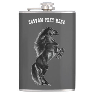 Black Wild Horse Flask Custom Text and Colour