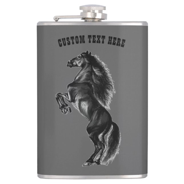 Black Wild Horse Flask - Custom Text and Colours (Front)