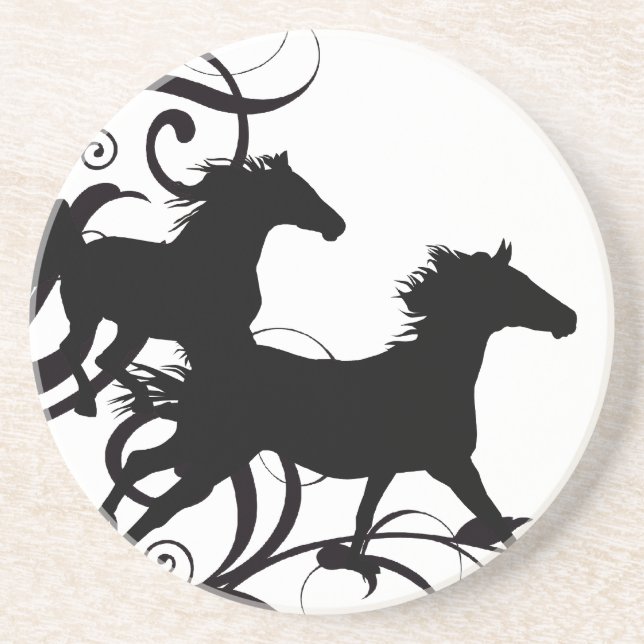 Black Wild Horses Coaster (Front)