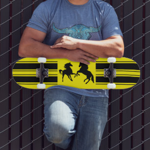 Black Wild Horses Skateboard - Custom Colours