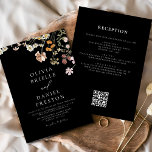 Black Wildflower All in One QR Code Wedding Invitation<br><div class="desc">Immerse your guests in the romance of nature with our Boho Wildflower Garden Wedding Invitation. Inspired by the beauty of untamed blooms, this invitation captures the essence of a free-spirited celebration. The enchanting design features delicate wildflowers dancing amidst lush greenery, setting the perfect tone for your garden wedding. The boho-chic...</div>