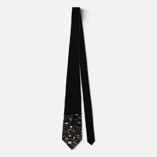 Black Wildflower Border Men's Necktie