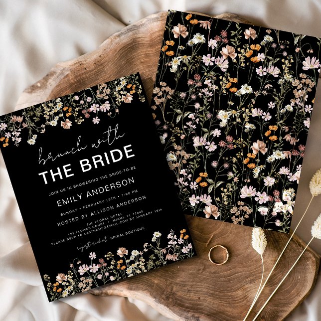Black Wildflower Bridal Brunch Invitations (Creator Uploaded)