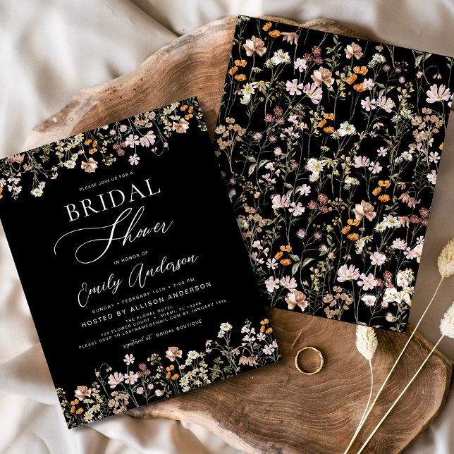 Black Wildflower Bridal Shower Invitation Flyer (Creator Uploaded)