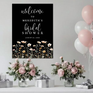 Black Wildflower Bridal Shower Poster