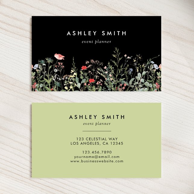 Black Wildflower Meadow Business Card (Creator Uploaded)