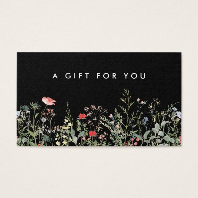 Black Wildflower Meadow Gift Card (Front)