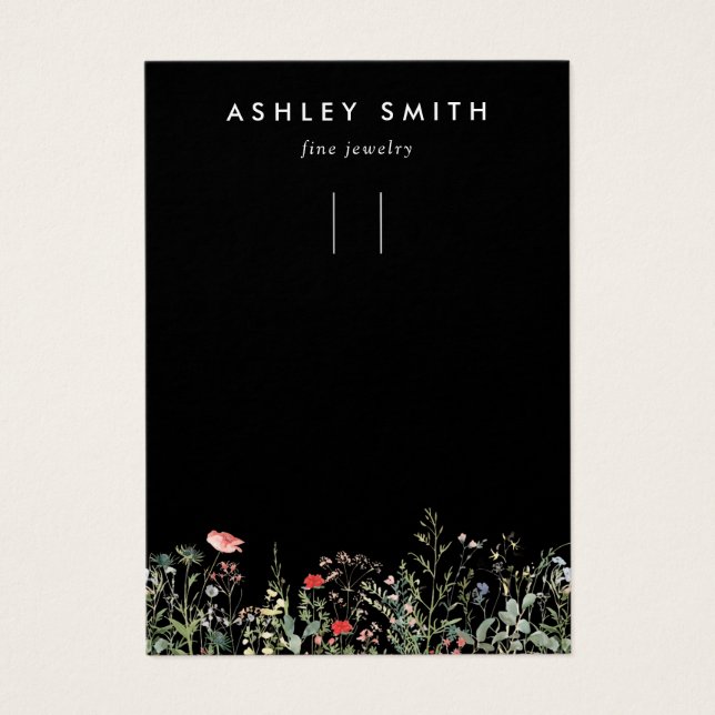 Black Wildflower Meadow Keychain Display Card (Front)
