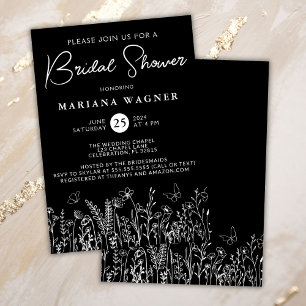 Black Wildflowers Bridal Shower Invitation