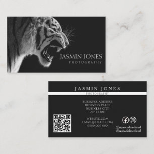 Black Wildlife Photography QR Code Business Card