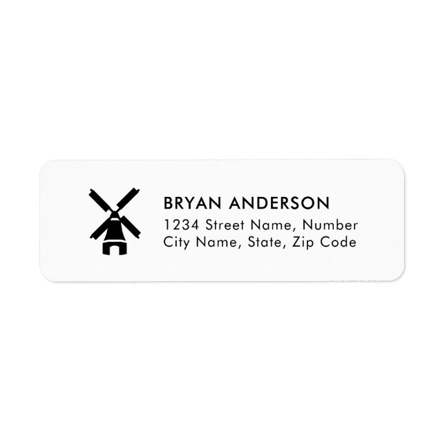 Black Windmill Return Address Label (Front)