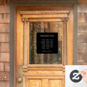 Black Window Cling Custom Business Opening Hours